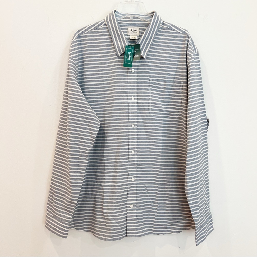LL Bean Shirt Mens 2XL Wrinkle Free Ultrasoft Cotton Button Up Slightly Fitted - Picture 2 of 13
